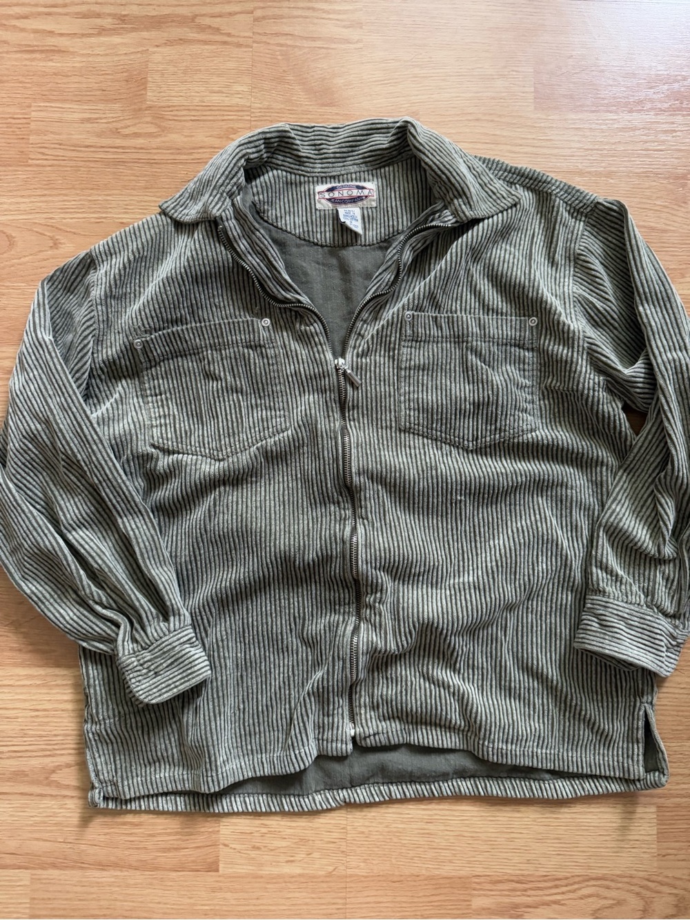 Vintage Sonoma Wide Wale Corduroy Zip Up Shacket Green Size M unisex